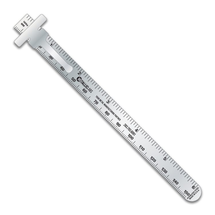 Stainless Steel 6" Pocket Ruler 16ths Over MM
