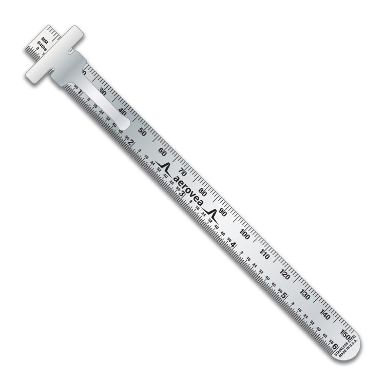 Stainless Steel 6" Pocket Ruler MM Over 64ths