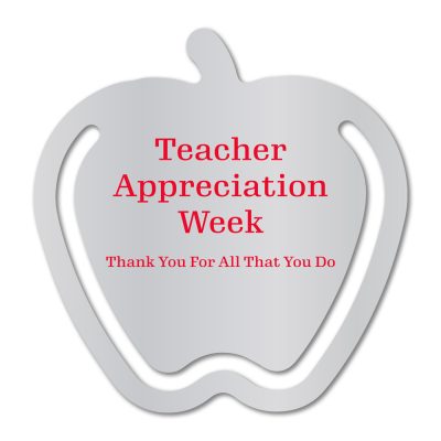 Apple Shaped Bookmark Aluminum, Brass or PVC