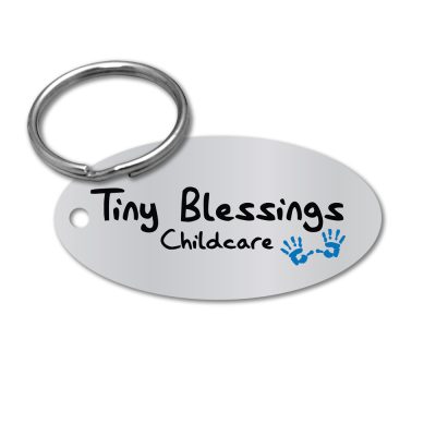 Metal Key Tag - 2" x 1" Oval, Aluminum
